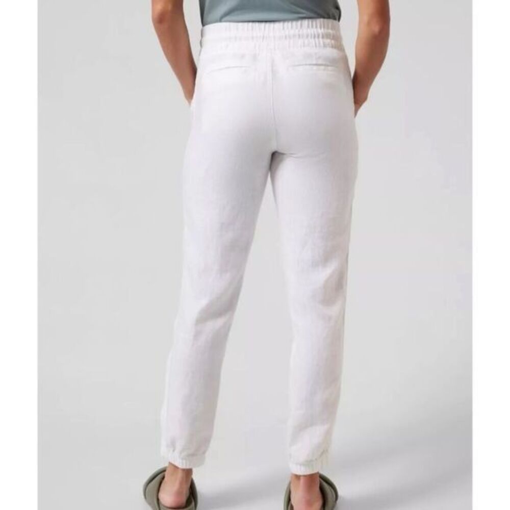 ATHLETA Cabo 100% Linen Joggers Calla White Size 2 NWOT - Picture 2 of 11